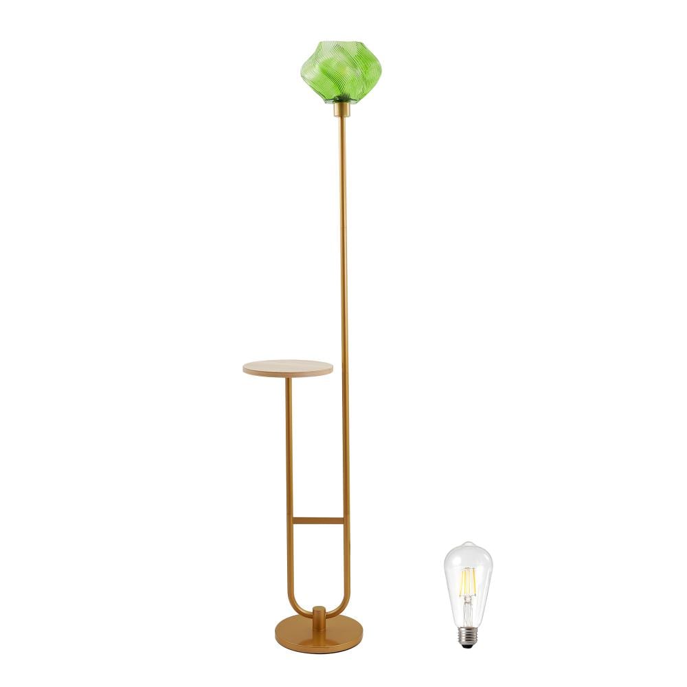 "65"" Green Floor Lamp with Side Table, Ripple Glass Shade 3000K Warm Standing Lamp with Foot Switch for Bedroom" price history on PriceWatchPro