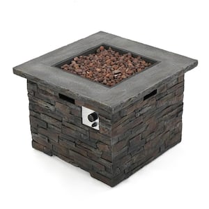 35 in. 40,000 BTU Square MGO Concrete Gas Outdoor Patio Fire Pit Table in Stone Gray