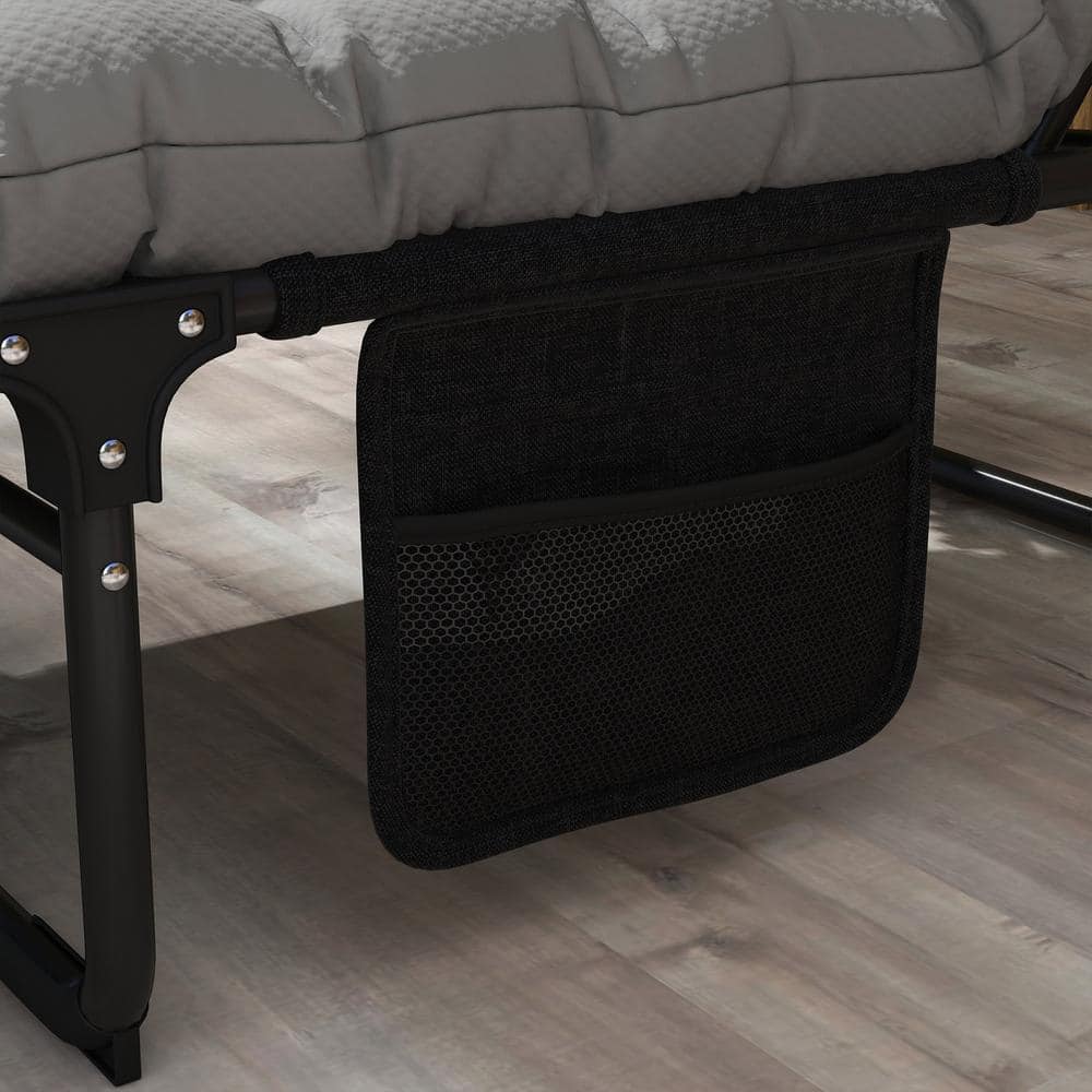 Gray Adjustable Folding Outdoor Chaise Lounge with Cushion
