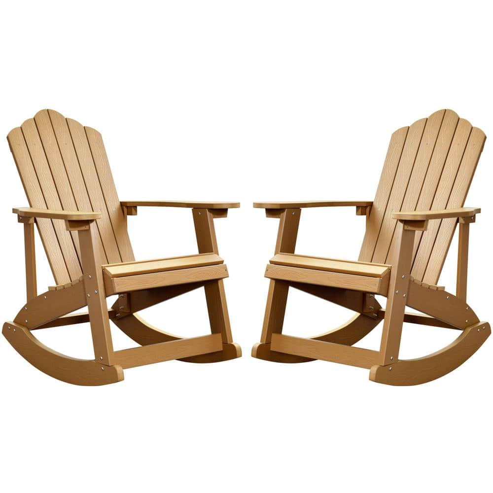 HOOOWOOO Rocky Classic Teak Color Rocking Plastic Outdoor Recycled   Hooowooo Plastic Adirondack Chairs Ro Fc102tk 64 1000 