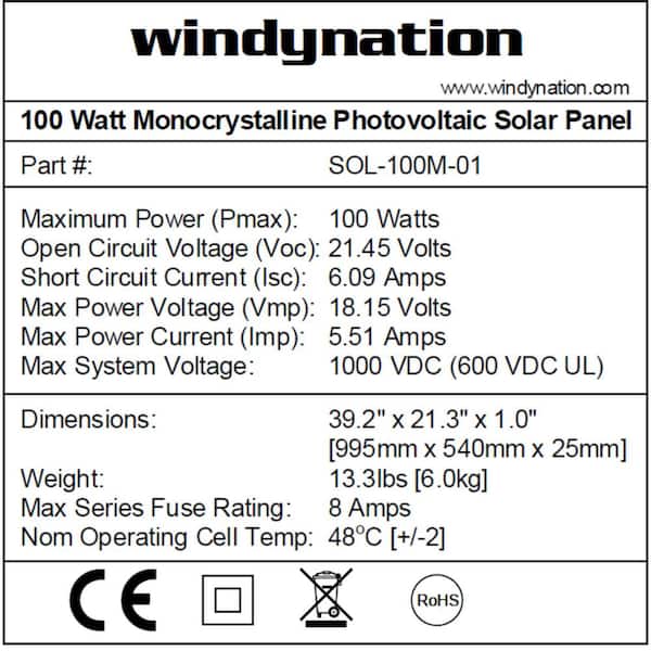Windy Nation 1x 100Ah Battery + 1x P30L Charge Controller + 1x 1500W  Inverter + 1x 100W Monocrystalline Solar Panel Complete kit – Solar Paradise