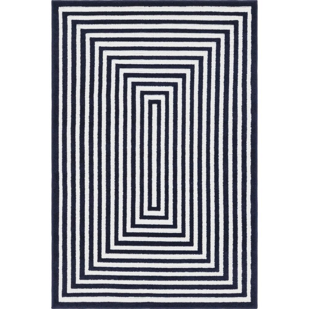 Navy Blue 4' x 6' Prescott Easy-Care Outdoor Area Rug