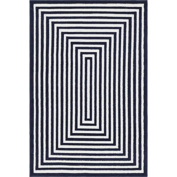 Sabrina Soto Navy Blue 4 ft. x 6 ft. Prescott Indoor/Outdoor Area Rug