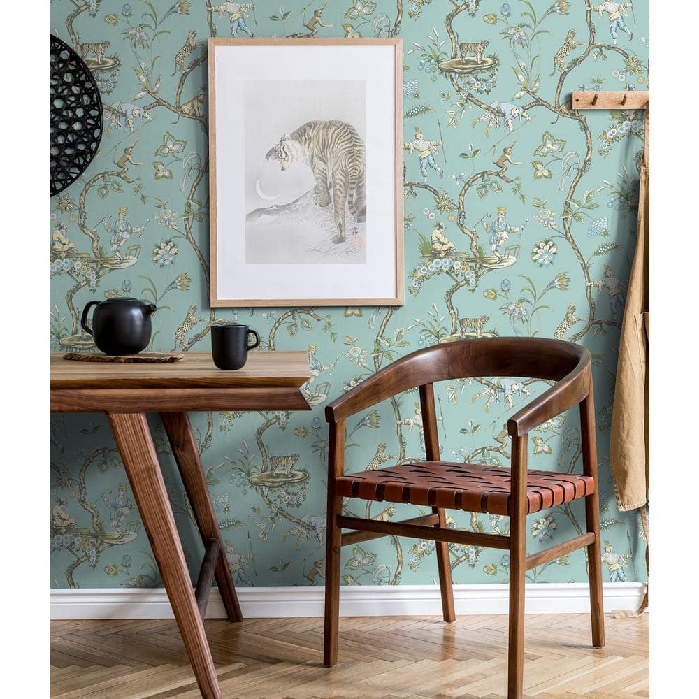 Robin Egg Blue Chinoiserie Self-Adhesive Wallpaper Roll