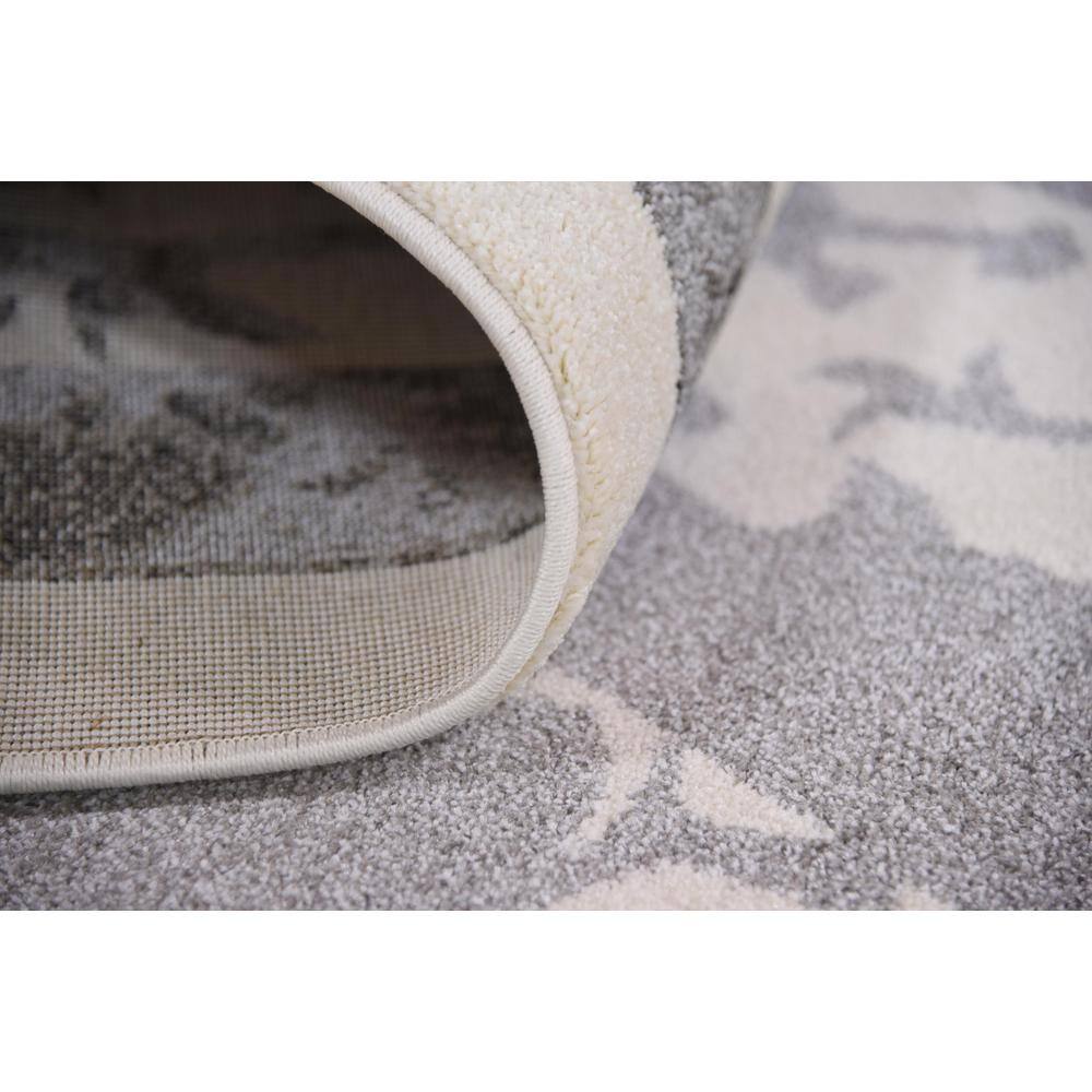 Reversible Gray Synthetic Easy Care Rectangular Rug