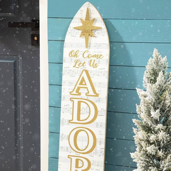 Glitzhome 13 in. L x 32 in. H Duble Sided Wooden Easel Porch Sign with  Changable Sided Sign Board (Fall and Christmas) 2010100005 - The Home Depot