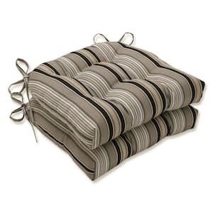 Striped 16 x 15.5 Outdoor Dining Chair Cushion in Black/Grey (Set of 2)