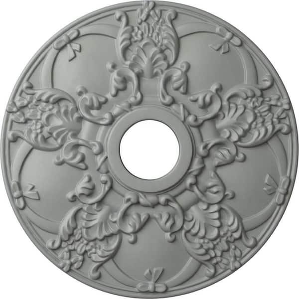 Ekena Millwork 18" x 3-1/2" ID x 1-3/8" Norwich Urethane Ceiling Medallion (Fits Canopies upto 4-1/2"), Primed White