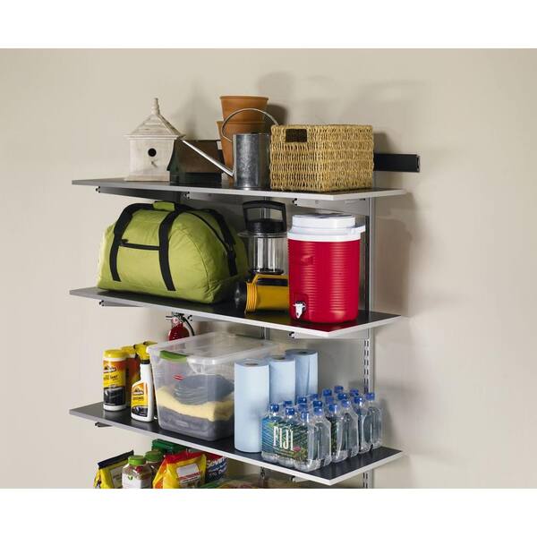 Rubbermaid - FastTrack Garage 4-Shelf 48 in. x 16 in. Laminate Storage Shelves in Black with 47 in. Upright and Extension Kit
