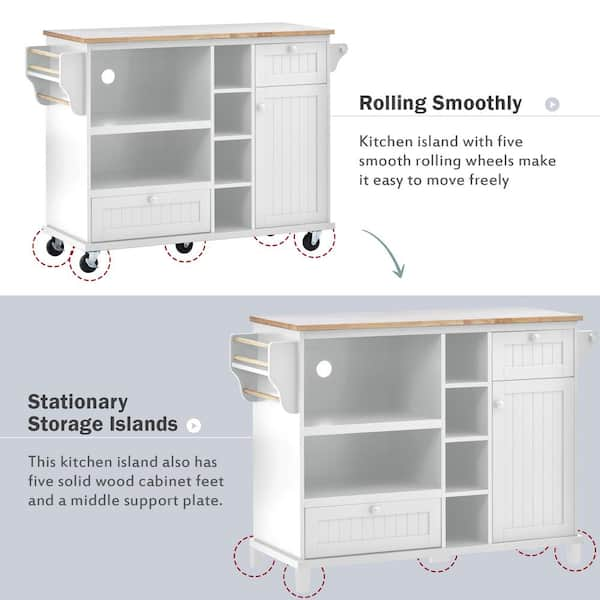 Mainstays 22 inchw Microwave Rolling Kitchen Storage Cart, White Finish