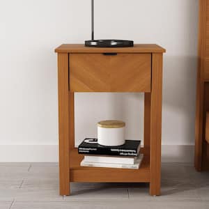 Weiss 1-Drawer Amber Walnut Nightstand Sidetable (23.2 in. H x 16.5 in. W x 15.4 in. D)