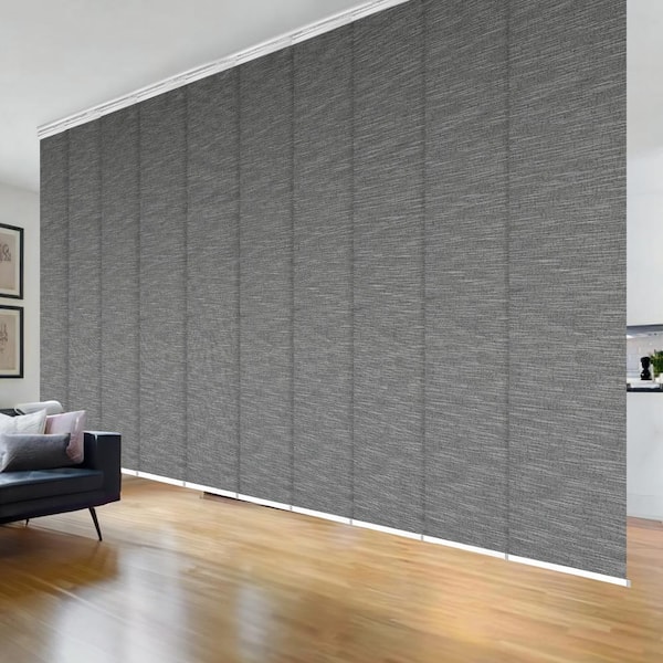 EMOH Heather 120 in. - 218 in. W x 116 in. L Adjustable 10-Panel in White Double Rail Panel Track with 23.5 in. Slates