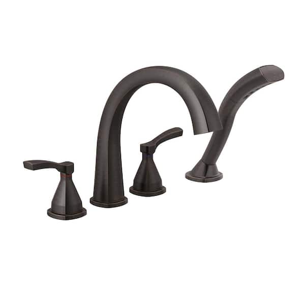 Delta Stryke 2-Handle Deck Mount Roman Tub Faucet Trim Kit in Venetian Bronze with Hand Shower (Valve Not Included)