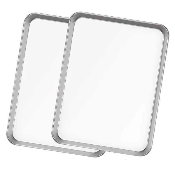 Stainless Steel Silver Baking Sheet with Rack Set 2-Pack Nonstick Rust Resistant Even Heating Easy Clean