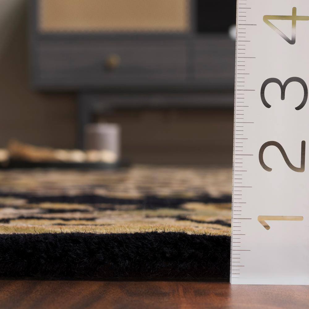 Black and Gold Rectangular Hand-Tufted Wool Area Rug 8'3" x 11'