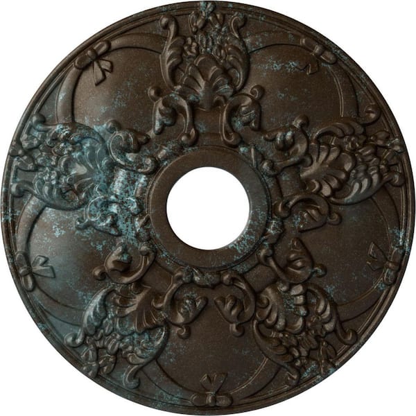 Ekena Millwork 1-3/8" x 18" x 18" Polyurethane Norwich Ceiling Medallion, Hand-Painted Bronze Blue Patina
