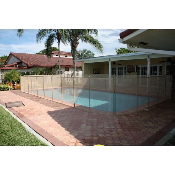 XtremepowerUS 4 ft. W x 12 ft. H In-Ground Pool Safety Fence DIY Latch Magnetic Gate in Beige