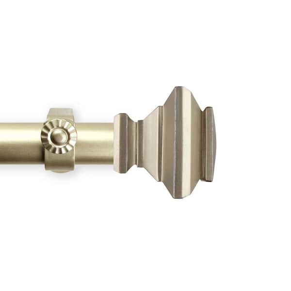 EMOH 48 in. - 84 in. Adjustable Single Curtain Rod 1 in. Dia in Gold with Shea Finials