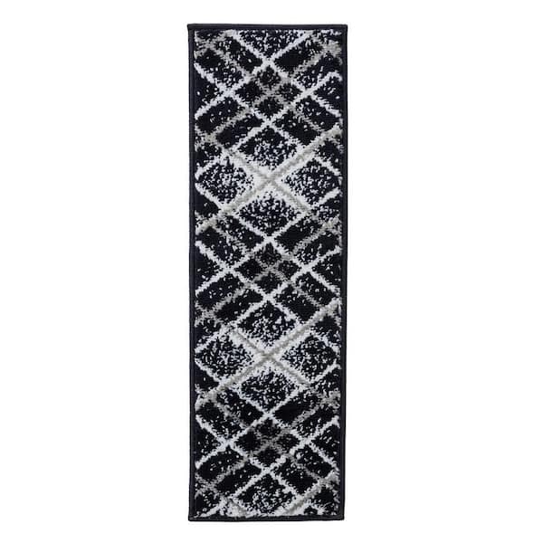 Modern Collection Navy 9 in. x 28 in. Polypropylene Stair Tread Cover (Set of 13)