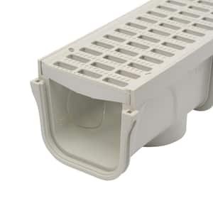Pro Series 5 in. x 40 in. Channel Drain and Grate Kit with End Outlet