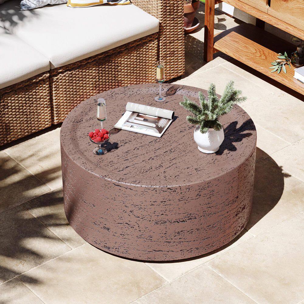 28 in. Outdoor Round Magnesium Oxide Coffee Table in Rust Red price history on PriceWatchPro