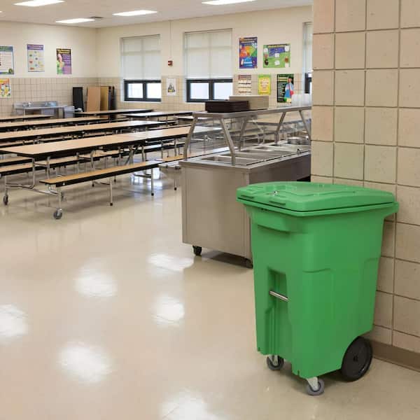 Toter 64 Gal. Lime Green Trash Can with Wheels and Lid (2 caster