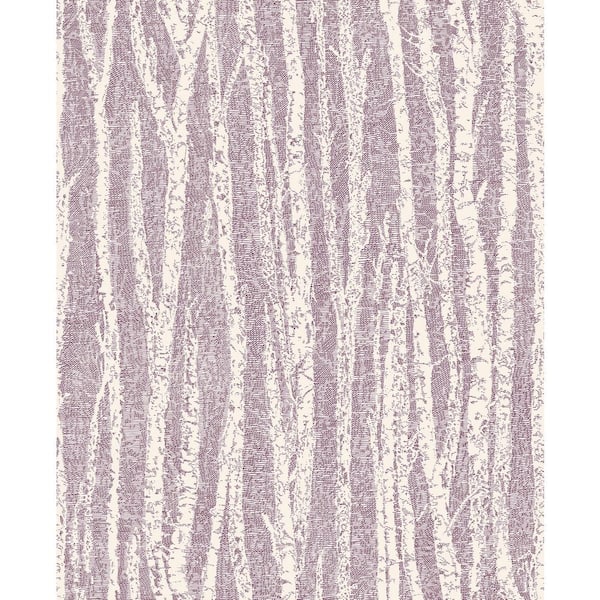 Fine Decor Purple Birch Tree Matte Non-Pasted Peelable Paper Wallpaper