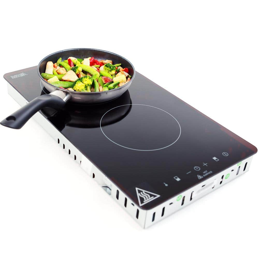 Black Ceramic Dual Burner Induction Cooktop with Touch Control