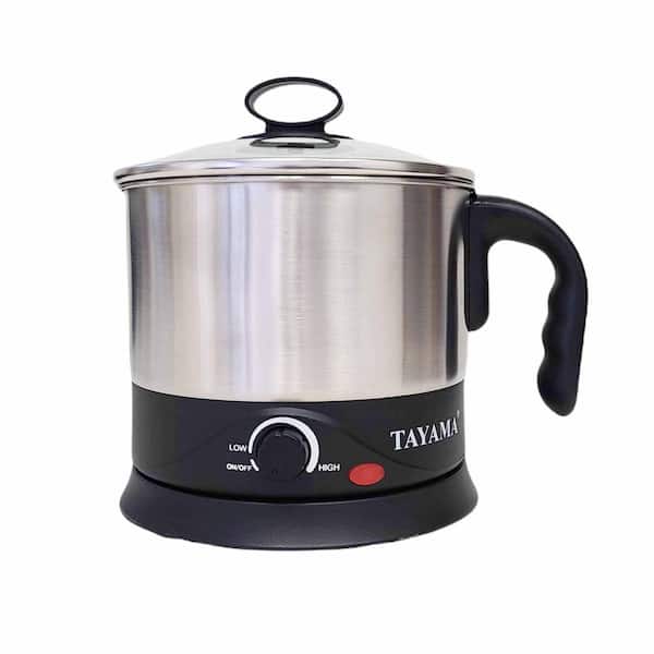 Tayama 1-Liter Stainless Steel Electric Noodle Cooker with Detachable Base, Black