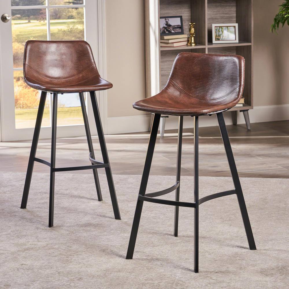 brown and black bar stools