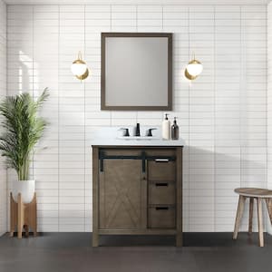 Marsyas 30 in W x 22 in D Rustic Brown Bath Vanity without Top and 28 in Mirror