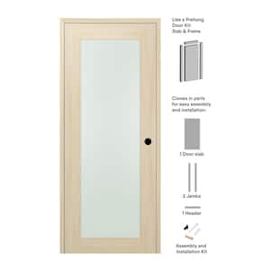 28 in. x 96 in. Left-Hand Solid Composite Core Full Lite Frosted Glass Loire Ash Wood Single Prehung Interior Door