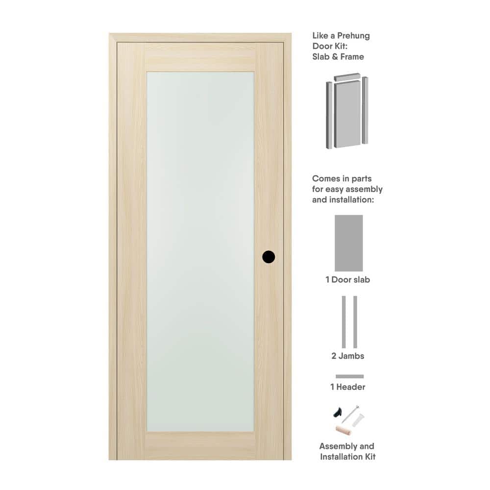 30 in. x 80 in. Left-Hand Solid Composite Core Full Lite Frosted Glass Loire Ash Wood Single Prehung Interior Door price history on PriceWatchPro