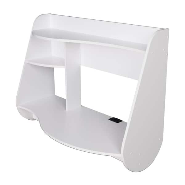 Prepac 43 in. Rectangular White Floating Desk with Cable Management