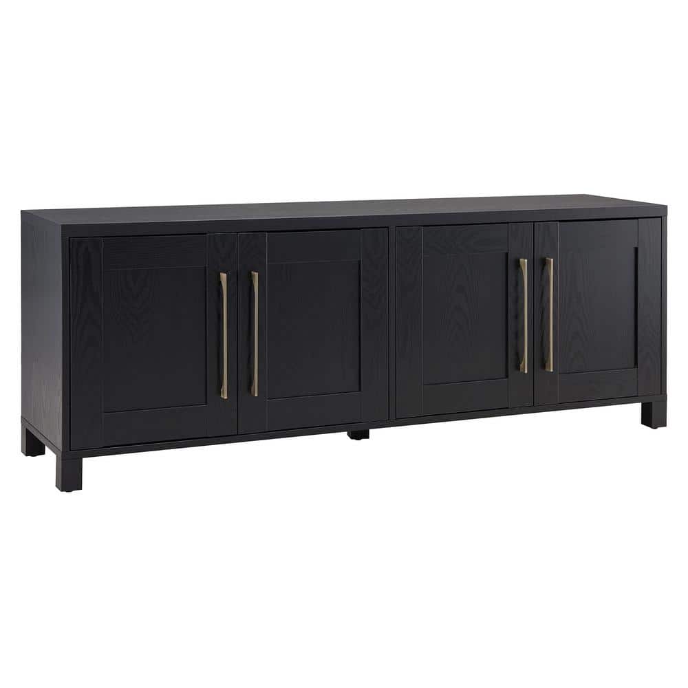 Transitional Black Grain 68'' TV Stand with Brass Hardware