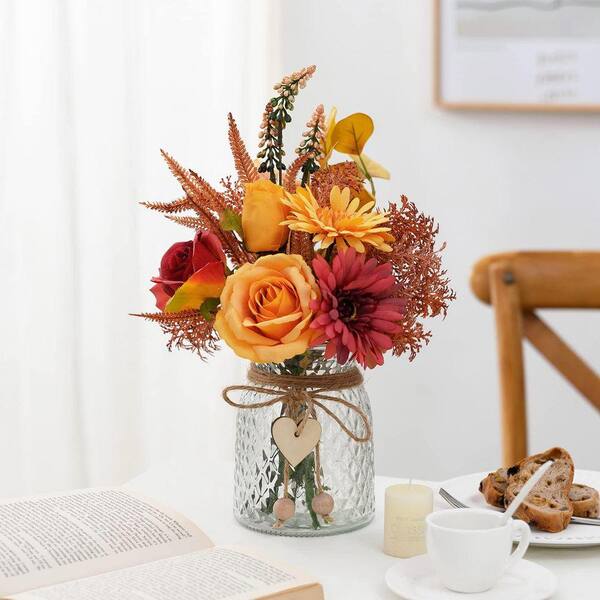 Floral Arrangement Series Indoor Artificial Flowers in Rustic Vase