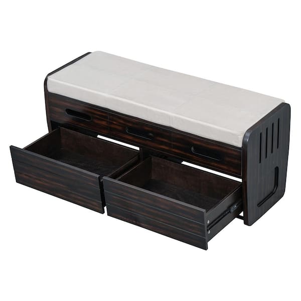 COWLOWN 43 in. W x 15 in. D x 18.5 in. H Bathroom Dark Brown Linen Cabinet