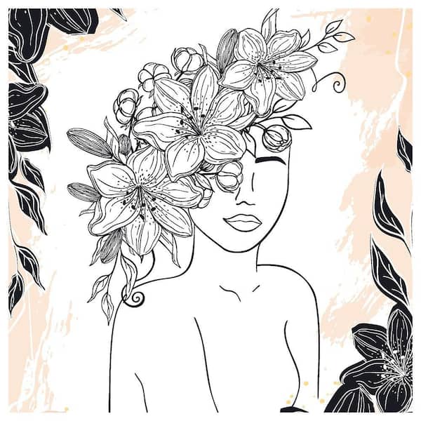 VENICE BEACH Collections Beauty from within Flowerhead by Unknown 1 Piece Unframed Canvas Drawing Print 30 in. x 30 in.