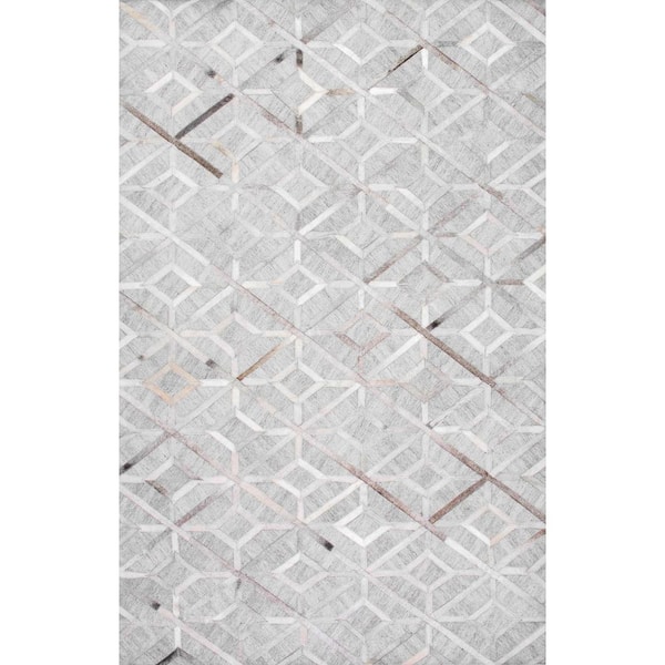 nuLOOM Chanda Cowhide Diamond Trellis Gray 5 ft. x 8 ft. Area Rug