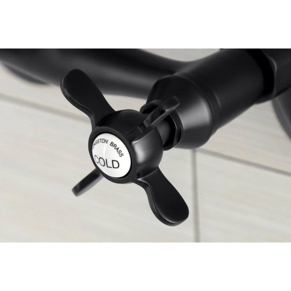 Matte Black Wall Mount Two-Handle Bar Faucet