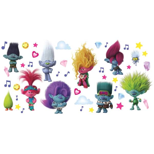 RoomMates Trolls 3-Band Together with Glitter Purple Wall Decal