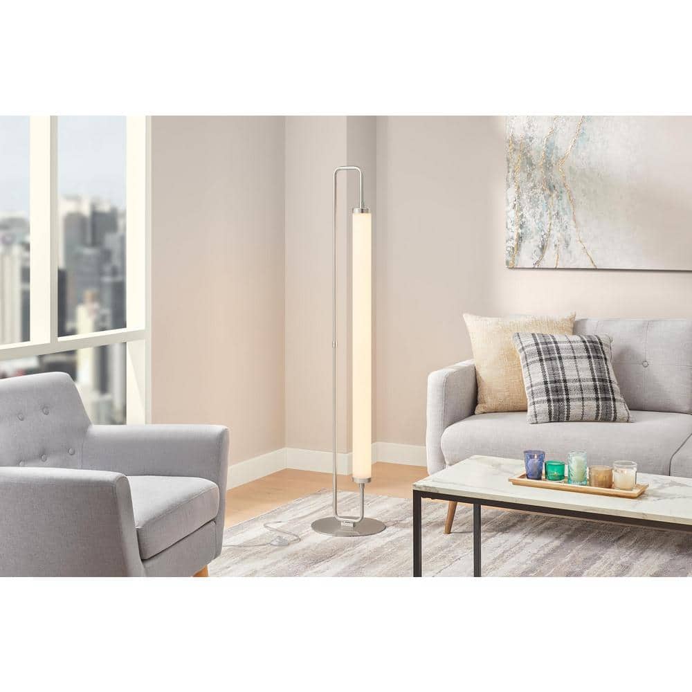 Hampton Bay Aranda 58 in. Brushed Nickel Integrated LED Column
