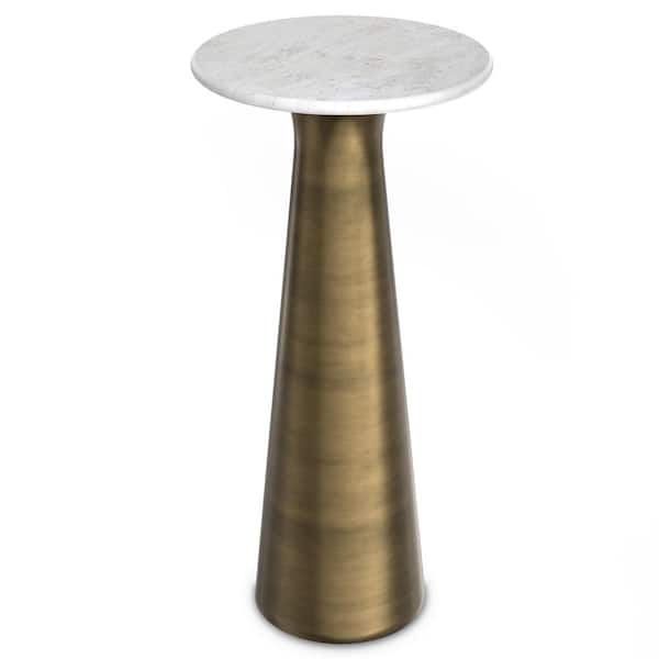 Nicollette Modern Contemporary 12 in. Wide Round Metal Side Table in Antique Brass