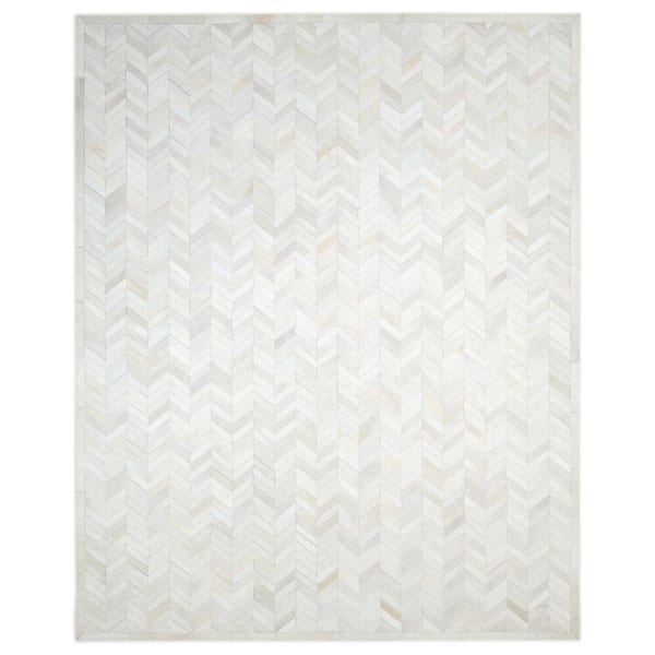 Solo Rugs Meir Ivory 8 ft. x 10 ft. Contemporary Cowhide Area Rug
