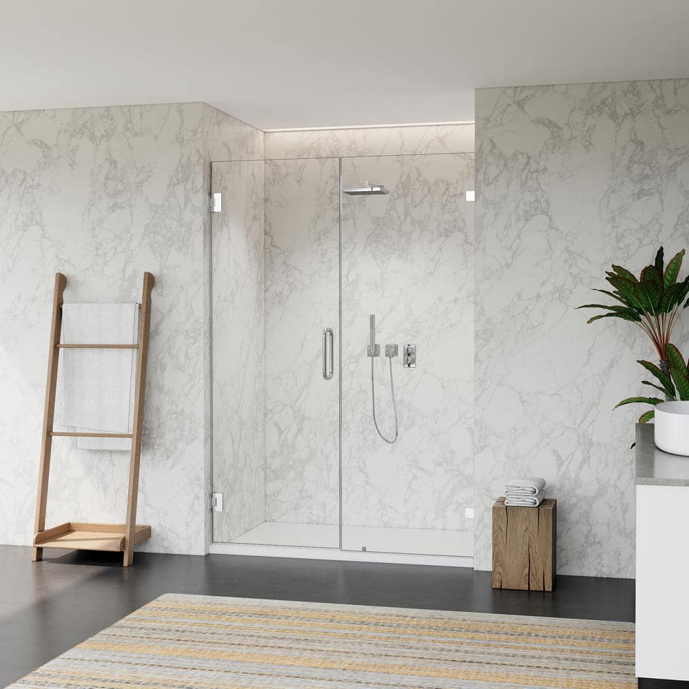 52" W x 74" H Frameless Chrome Glass Shower Door
