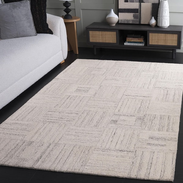 Abstract 8 ft. x 10 ft. Gray Geometric Abstract Grid Area Rug