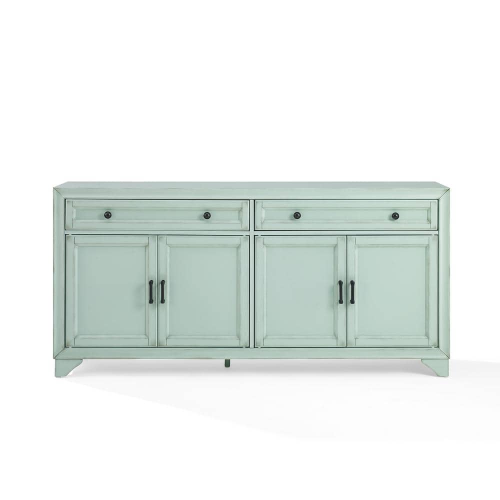 Seafoam Blue Engineered Wood Sideboard Buffet Cabinet with Storage