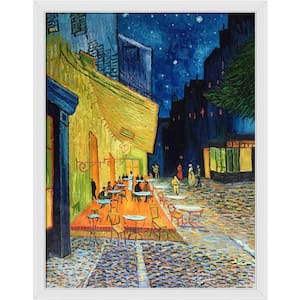 Cafe Terrace at Night by Vincent Van Gogh Galerie White Framed Architecture Oil Painting Art Print 40 in. x 52 in.