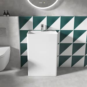 24 in. x 17 in. Rectangle Composite Stone Solid Surface Pedestal Bathroom Sink in White
