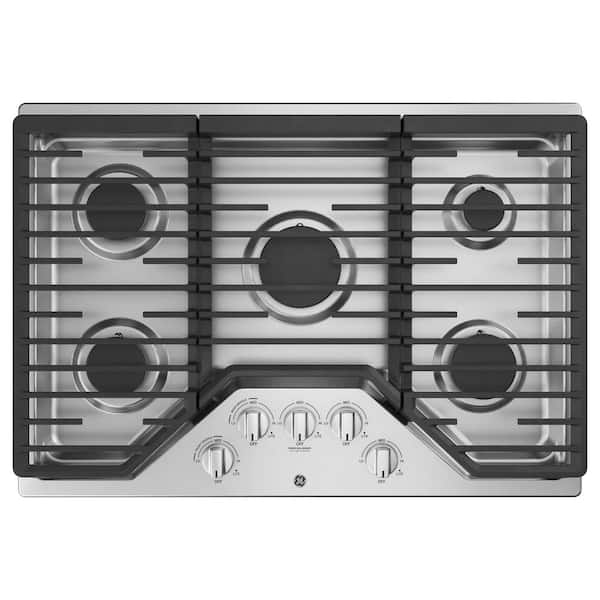 GE 30 in. Gas Cooktop in Stainless Steel with 5 Burners Including Power Burners
